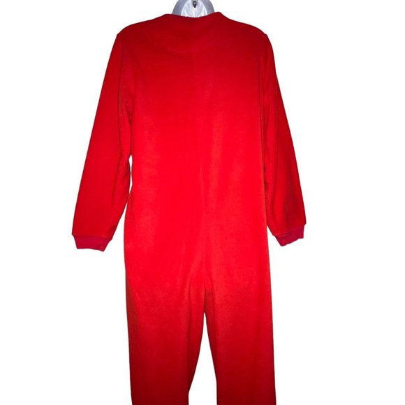 Nick & Nora Red Sock Monkey Pajamas Womens S Footie Unionsuit PJs Costume Solid - Picture 6 of 9